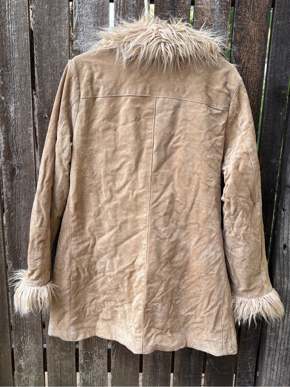 Wilsons Leather Maxima Vintage Y2K Suede Penny Lane Coat Faux Fur Trim Sz L - Picture 2 of 16